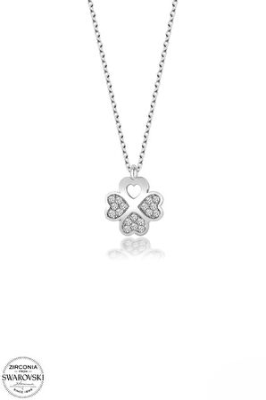 SWAROVSKİ TAŞLI  ZİRCONİA YONCA 925 AYAR GÜMÜŞ KOLYE