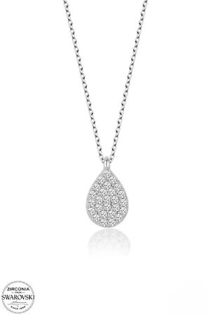 SWAROVSKİ TAŞLI  CRYSTAL DAMLA 925 AYAR GÜMÜŞ KOLYE