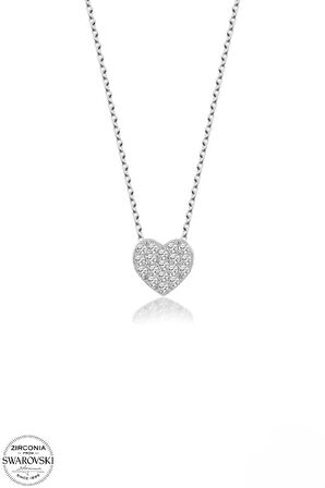 SWAROVSKİ TAŞLI  ZİRCONİA KALP 925 AYAR GÜMÜŞ KOLYE