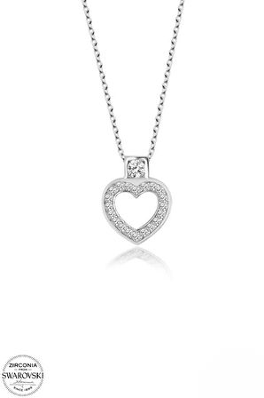 SWAROVSKİ TAŞLI  ZİRCONİA KALP 925 AYAR GÜMÜŞ KOLYE