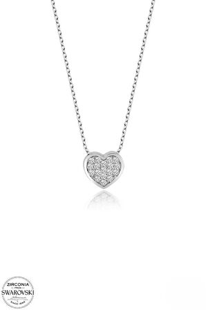 SWAROVSKİ TAŞLI  ZİRCONİA KALP 925 AYAR GÜMÜŞ KOLYE
