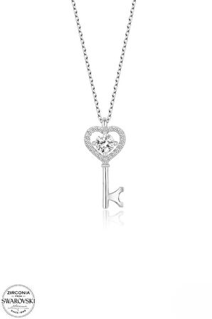SWAROVSKİ TAŞLI  ZİRCONİA ANAHTAR 925 AYAR GÜMÜŞ KOLYE