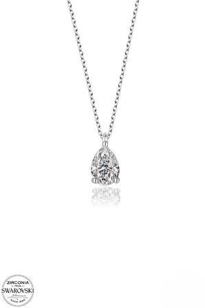 SWAROVSKİ TAŞLI  ZİRCONİA DAMLA PIRLANTA MONTÜR 925 AYAR GÜMÜŞ KOLYE