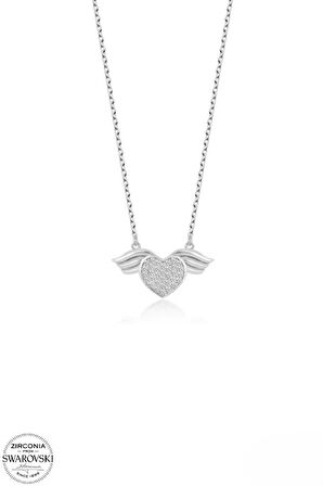 SWAROVSKİ TAŞLI  ZİRCONİA KALP 925 AYAR GÜMÜŞ KOLYE