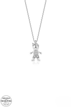 SWAROVSKİ TAŞLI  ZİRCONİA ERKEK ÇOCUK 925 AYAR GÜMÜŞ KOLYE