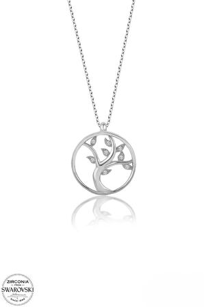 SWAROVSKİ TAŞLI  ZİRCONİA AĞAÇ 925 AYAR GÜMÜŞ KOLYE