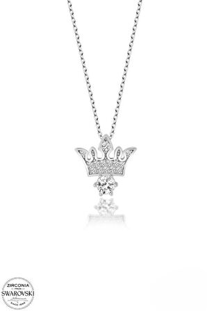 SWAROVSKİ TAŞLI  ZİRCONİA TAÇ 925 AYAR GÜMÜŞ KOLYE