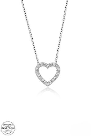 SWAROVSKİ TAŞLI  ZİRCONİA KALP 925 AYAR GÜMÜŞ KOLYE