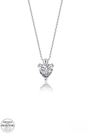 SWAROVSKİ TAŞLI  ZİRCONİA YUVARLAK TEK TAŞ PIRLANTA MONTÜR  925 AYAR GÜMÜŞ KOLYE