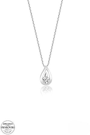 SWAROVSKİ TAŞLI  ZİRCONİA DAMLA PIRLANTA MONTÜR 925 AYAR GÜMÜŞ KOLYE