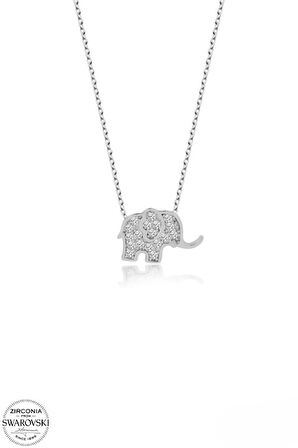 SWAROVSKİ TAŞLI  ZİRCONİA FİL 925 AYAR GÜMÜŞ KOLYE