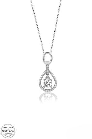 SWAROVSKİ TAŞLI  ZİRCONİA DAMLATEK TAŞ PIRLANTA MONTÜR 925 AYAR GÜMÜŞ KOLYE