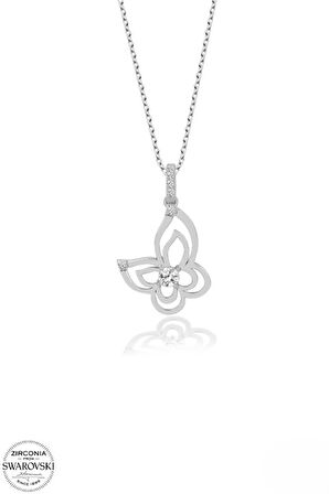 SWAROVSKİ TAŞLI  ZİRCONİA KELEBEK 925 AYAR GÜMÜŞ KOLYE