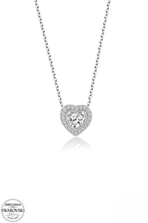 SWAROVSKİ TAŞLI  ZİRCONİA KALP 925 AYAR GÜMÜŞ KOLYE