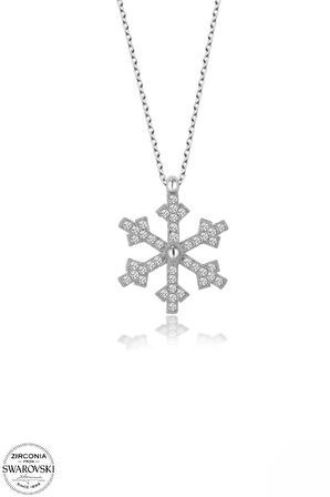 SWAROVSKİ TAŞLI  ZİRCONİA KAR TANESİ 925 AYAR GÜMÜŞ KOLYE