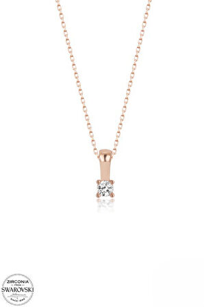 SWAROVSKİ TAŞLI  ZİRCONİA YUVARLAK TEK TAŞ PIRLANTA MONTÜR  925 AYAR GÜMÜŞ KOLYE