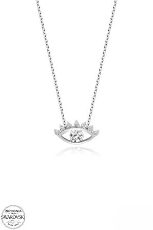 SWAROVSKİ TAŞLI  ZİRCONİA GÖZ 925 AYAR GÜMÜŞ KOLYE