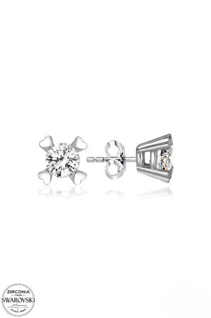 SWAROVSKİ TAŞLI  ZİRCONİA PIRLANTA MONTÜR TEK TAŞ 925 AYAR GÜMÜŞ KÜPE
