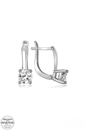 SWAROVSKİ TAŞLI  ZİRCONİA PIRLANTA MONTÜR TEK TAŞ 925 AYAR GÜMÜŞ KÜPE