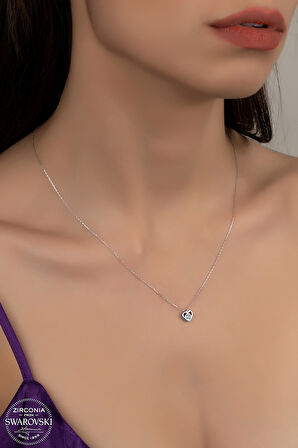 SWAROVSKİ CRYSTAL KALP  925 AYAR GÜMÜŞ KOLYE