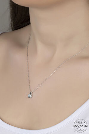 SWAROVSKİ CRYSTAL DAMLA  925 AYAR GÜMÜŞ KOLYE