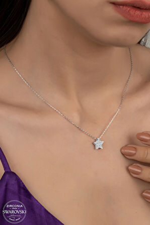 SWAROVSKİ CRYSTAL STAR 925 AYAR GÜMÜŞ KOLYE