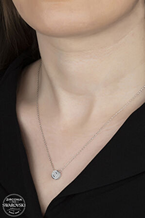 SWAROVSKİ CRYSTAL YUVARLAK  925 AYAR GÜMÜŞ KOLYE