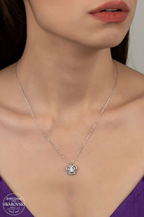 SWAROVSKİ CRYSTAL TAÇ  925 AYAR GÜMÜŞ KOLYE