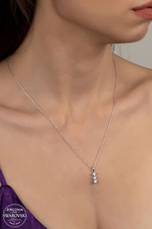 SWAROVSKİ CRYSTAL TEK TAŞ DİZİSİ 925 AYAR GÜMÜŞ KOLYE