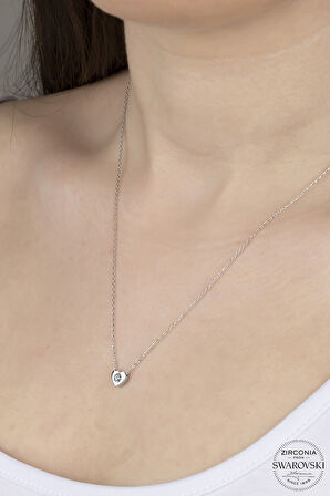 SWAROVSKİ CRYSTAL KALP  925 AYAR GÜMÜŞ KOLYE