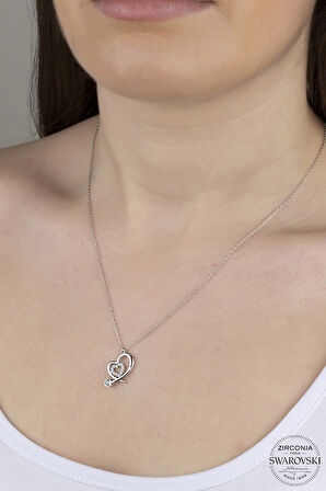 SWAROVSKİ CRYSTAL KALP  925 AYAR GÜMÜŞ KOLYE