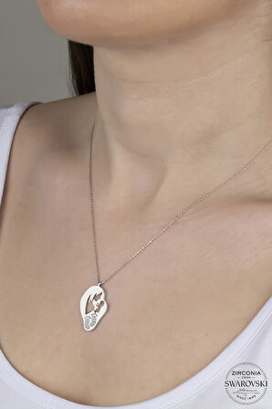 SWAROVSKİ CRYSTAL ANNE BEBEK 925 AYAR GÜMÜŞ KOLYE