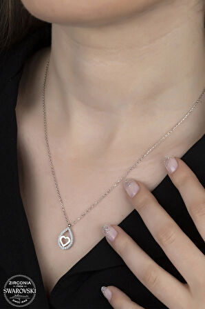 SWAROVSKİ CRYSTAL KALP  925 AYAR GÜMÜŞ KOLYE