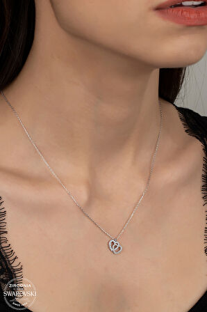 SWAROVSKİ CRYSTAL KALBİMİZ  925 AYAR GÜMÜŞ KOLYE