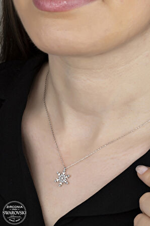 SWAROVSKİ CRYSTAL KAR TANESİ  925 AYAR GÜMÜŞ KOLYE