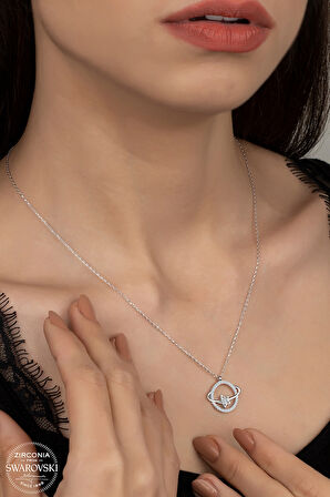 SWAROVSKİ CRYSTAL SATÜRN 925 AYAR GÜMÜŞ KOLYE