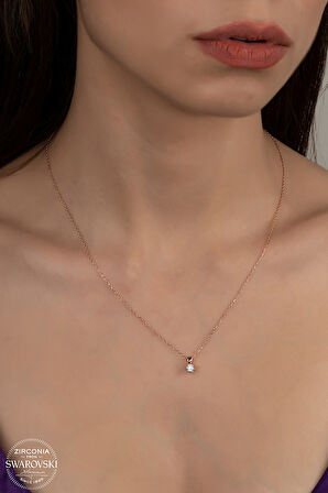 SWAROVSKİ CRYSTAL TEK TAŞ  925 AYAR GÜMÜŞ KOLYE