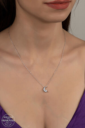 SWAROVSKİ CRYSTAL AY 925 AYAR GÜMÜŞ KOLYE