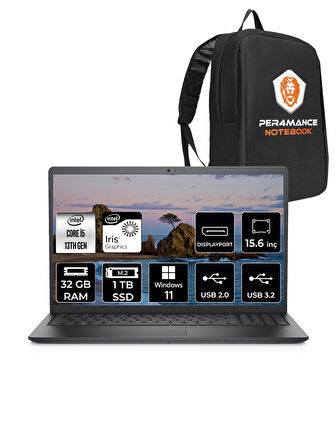 Dell Vostro 3530 Intel Core i5 1334U 32GB 1TB SSD 15.6" FHD W11P Taşınabilir Bilgisayar & PER4 Çanta