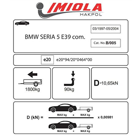 Hakpol - BMW 5 Serisi E 39 Estate 1997- 2004 Çeki Demiri