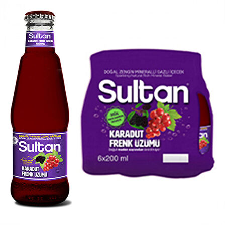 Sultan Maden Suyu Karadut & Frenk Üzümü 200 ML 24 adet