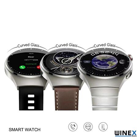 Global Watch 4 Pro Curved Amoled Ekran Android İos HarmonyOs Uyumlu Akıllı Saat Siyah WNE0953