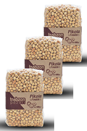Trabzon Yöresel Çifte Kavrulmuş Pikola Fındık Içi 3x500 gr