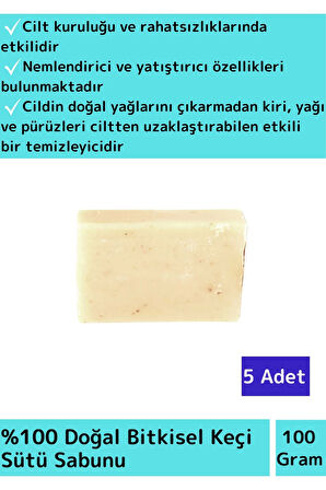 Özel Üretim %100 Saf Doğal Cilt Dostu Yüz Cilt Saç Vücut Kullanımı Bitkisel Keçi Sütü Sabunu 5 Adet