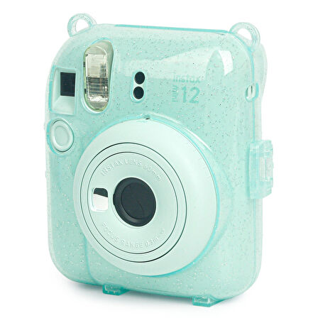 Instax Mini 12 Makine Uyumlu Yeşil Simli Pleksi Kılıf