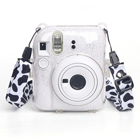 Instax Mini 12 Makine Uyumlu Beyaz Simli Pleksi Kılıf