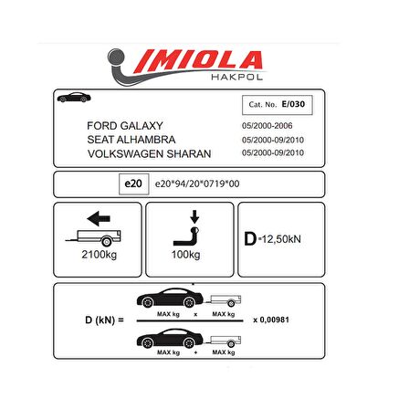 Hakpol-Volkswagen Sharan 05/2000-09/1200 Çeki Demiri