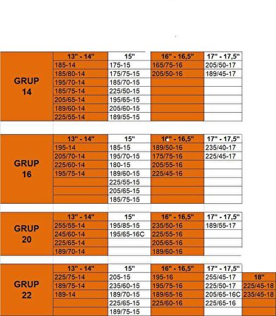 4x4 kar patinaj zinciri 185x13 grup:12 space karmatik