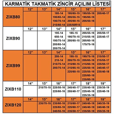 Takmatik kar patinaj zinciri 205x/60x15 grup:8 space