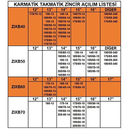 Takmatik kar patinaj zinciri 195x14 grup:9 space